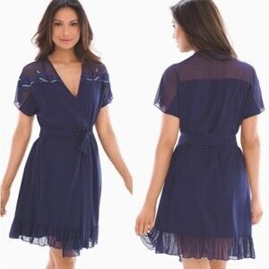 Soma Navy Blue Embroidered Sweet Dreams Kimono Style Robe One Size